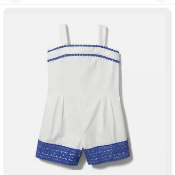 Janie and Jack Other - Janie and Jack Girls White & Blue Crochet Romper Outfit Jumpsuit 18-24 month